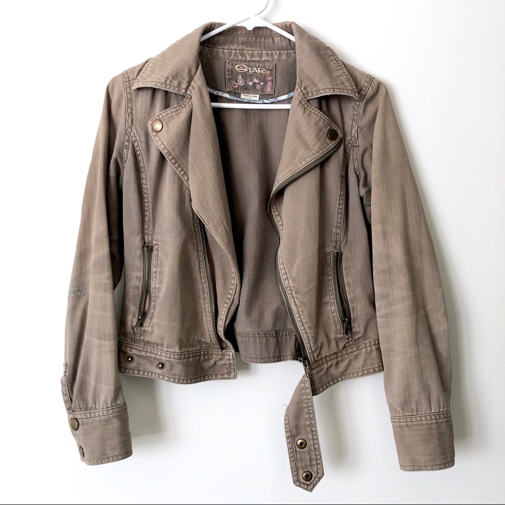 Original Star Jeans Denim Open Front Jacket Cream